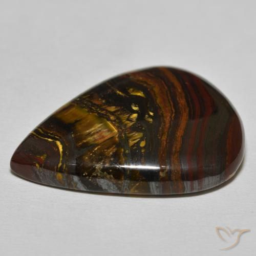 Matrice di occhio di tigre Medium Dark-Brown naturale da 40.12 ct, Forma a pera, Opaco