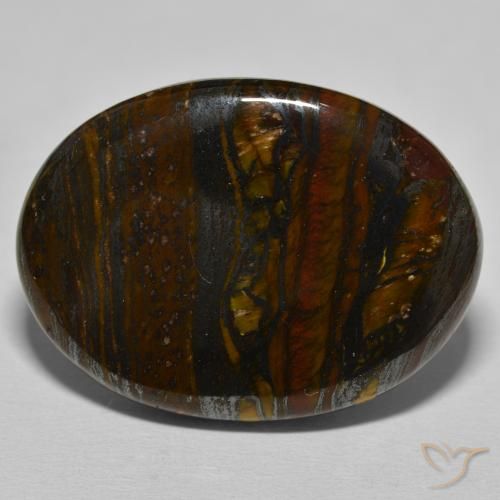 39.54ct Naturale Multicolore Marrone Matrice di occhio di tigre, Ovale, Opaco