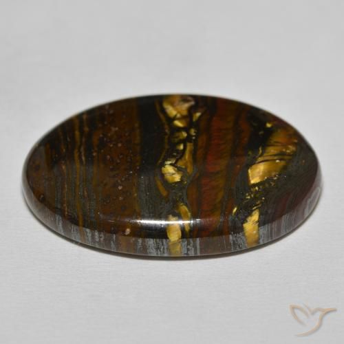 Matrice di occhio di tigre Multicolore Marrone naturale da 39.54 ct, Ovale, Opaco