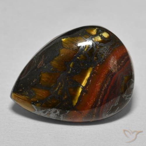 13.12ct Naturale Multicolore Marrone Matrice di occhio di tigre, Forma a pera, Opaco