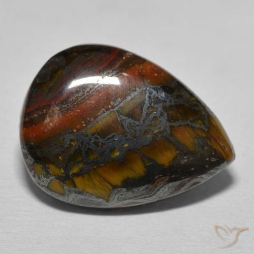 Matrice di occhio di tigre Multicolore Marrone naturale da 13.12 ct, Forma a pera, Opaco