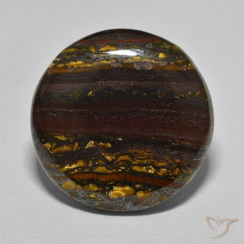 27.40ct Naturale Hickory Brown Matrice di occhio di tigre, Rotondo, Opaco