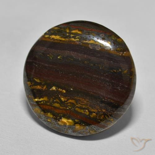Matrice di occhio di tigre Hickory Brown naturale da 27.40 ct, Rotondo, Opaco