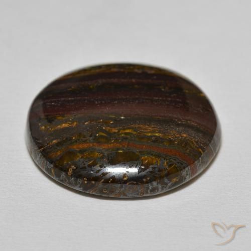 Matrice di occhio di tigre Hickory Brown naturale da 27.40 ct, Rotondo, Opaco