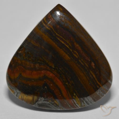 66.44ct Naturale Hickory Brown Matrice di occhio di tigre, Forma a pera, Opaco