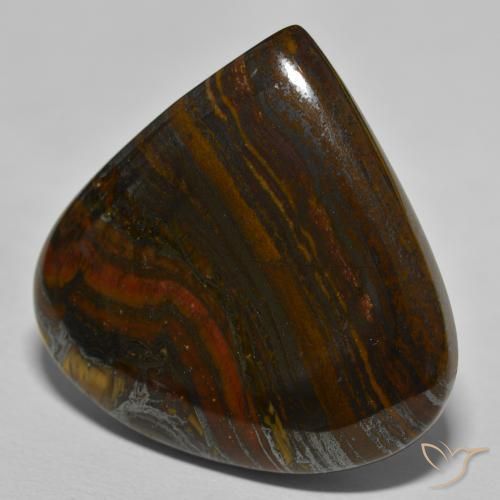 Matrice di occhio di tigre Hickory Brown naturale da 66.44 ct, Forma a pera, Opaco
