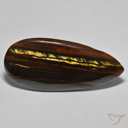 46.64ct Naturale Marrone caldo Matrice di occhio di tigre, Forma a pera, Opaco