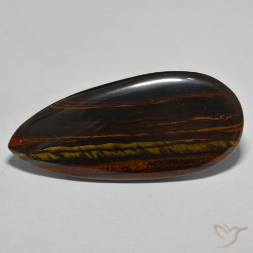 Matrice di occhio di tigre Marrone caldo naturale da 46.64 ct, Forma a pera, Opaco