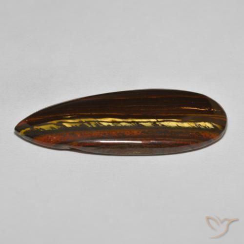 Matrice di occhio di tigre Marrone caldo naturale da 46.64 ct, Forma a pera, Opaco