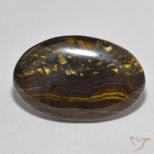 28.89ct Naturale Multicolore Matrice di occhio di tigre, Ovale, Opaco
