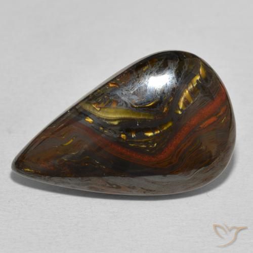 24.76ct Naturale Multicolore Matrice di occhio di tigre, Forma a pera, Opaco