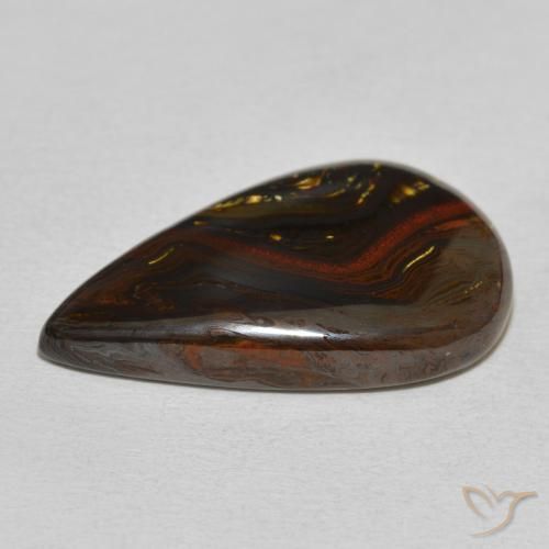 Matrice di occhio di tigre Multicolore naturale da 24.76 ct, Forma a pera, Opaco