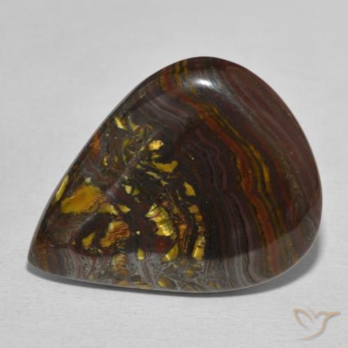 27.44ct Naturale Multicolore Matrice di occhio di tigre, Forma a pera, Opaco