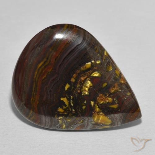 Matrice di occhio di tigre Multicolore naturale da 27.44 ct, Forma a pera, Opaco