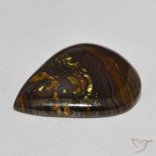 Matrice di occhio di tigre Multicolore naturale da 27.44 ct, Forma a pera, Opaco