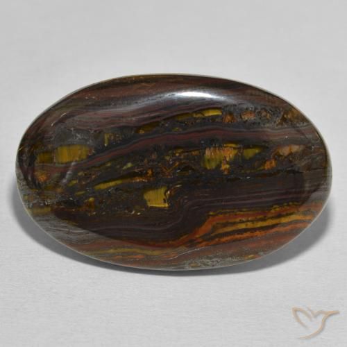 46.95ct Naturale Multicolore Matrice di occhio di tigre, Ovale, Opaco