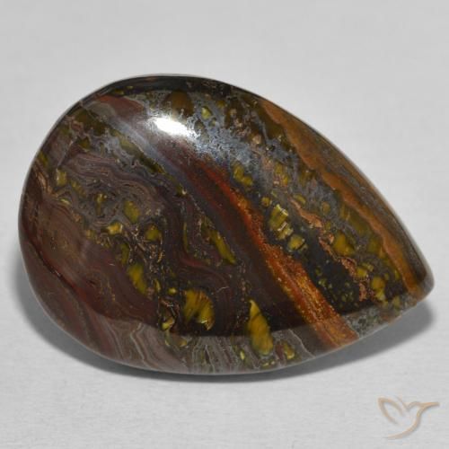 Matrice di occhio di tigre Multicolore naturale da 33.30 ct, Forma a pera, Opaco
