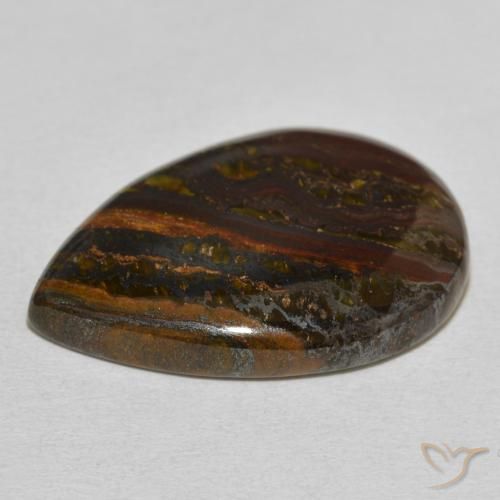 Matrice di occhio di tigre Multicolore naturale da 33.30 ct, Forma a pera, Opaco