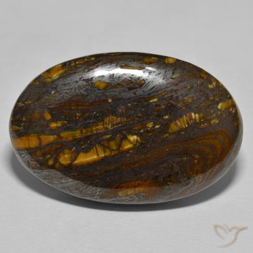 55.99ct Naturale Marrone caldo Matrice di occhio di tigre, Ovale, Opaco