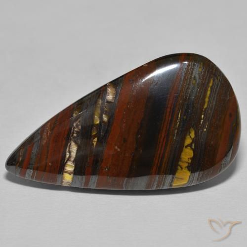 39.26ct Naturale Medium Dark-Brown Matrice di occhio di tigre, Forma a pera, Opaco