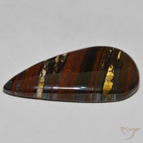 Matrice di occhio di tigre Medium Dark-Brown naturale da 39.26 ct, Forma a pera, Opaco