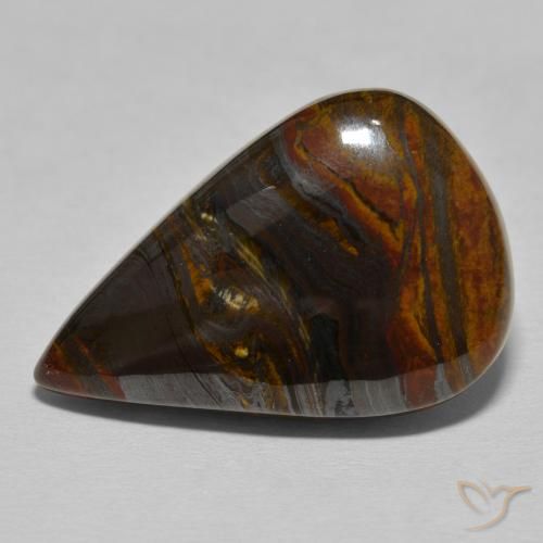 27.95ct Naturale Medium Dark-Brown Matrice di occhio di tigre, Forma a pera, Opaco