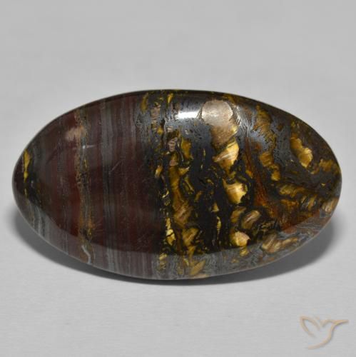 45.78ct Naturale Marrone caldo Matrice di occhio di tigre, Ovale, Opaco