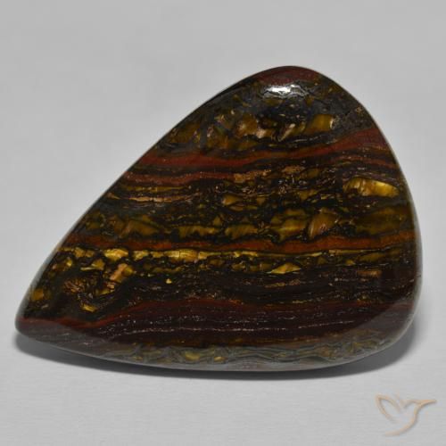 52.44ct Naturale Hickory Brown Matrice di occhio di tigre, Forma a pera, Opaco
