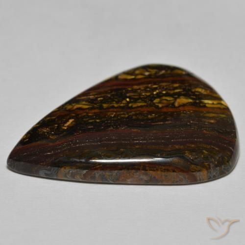 Matrice di occhio di tigre Hickory Brown naturale da 52.44 ct, Forma a pera, Opaco