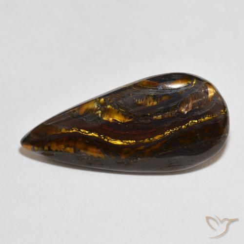 30.70ct Naturale Multicolore Matrice di occhio di tigre, Forma a pera, Opaco