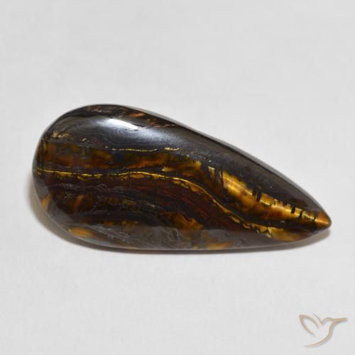 Matrice di occhio di tigre Multicolore naturale da 30.70 ct, Forma a pera, Opaco
