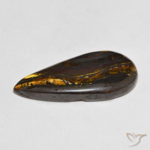 Matrice di occhio di tigre Multicolore naturale da 30.70 ct, Forma a pera, Opaco