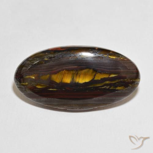 33.73ct Naturale Multicolore Matrice di occhio di tigre, Ovale, Opaco