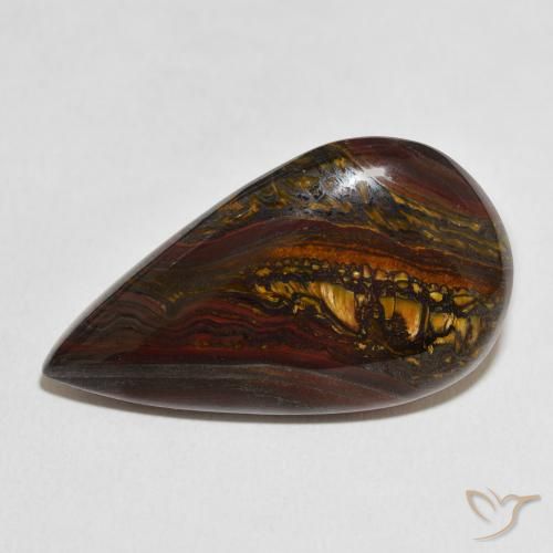 31.68ct Naturale Multicolore Matrice di occhio di tigre, Forma a pera, Opaco