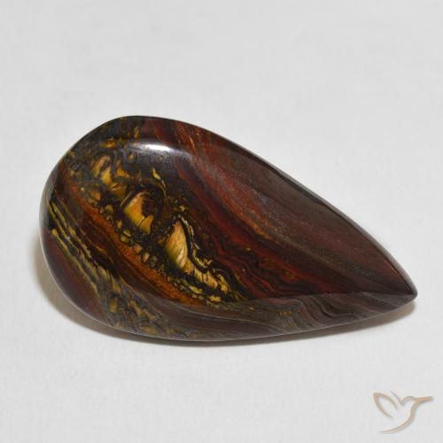 Matrice di occhio di tigre Multicolore naturale da 31.68 ct, Forma a pera, Opaco