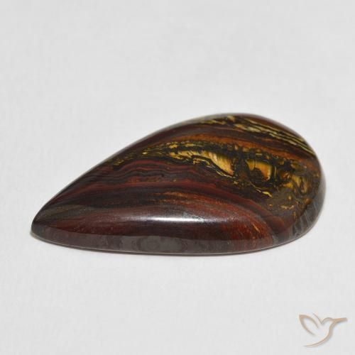 Matrice di occhio di tigre Multicolore naturale da 31.68 ct, Forma a pera, Opaco