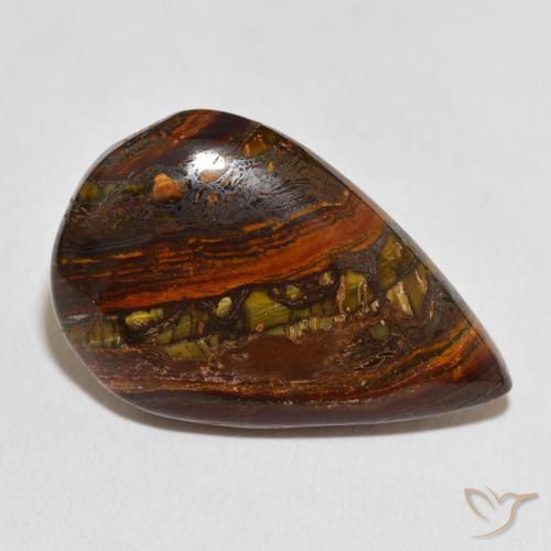 Matrice di occhio di tigre Multicolore naturale da 25.27 ct, Forma a pera, Opaco