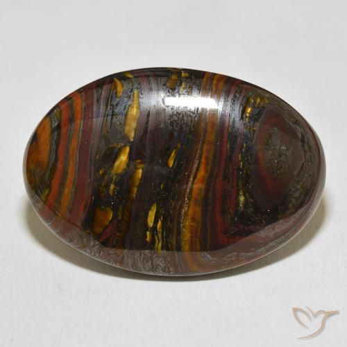 45.39ct Naturale Multicolore Matrice di occhio di tigre, Ovale, Opaco