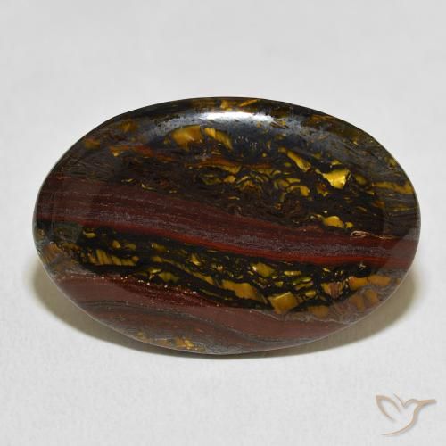 21.99ct Naturale Multicolore Matrice di occhio di tigre, Ovale, Opaco