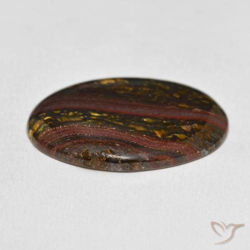 Matrice di occhio di tigre Multicolore naturale da 21.99 ct, Ovale, Opaco
