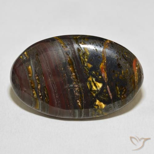 37.24ct Naturale Multicolore Matrice di occhio di tigre, Ovale, Opaco