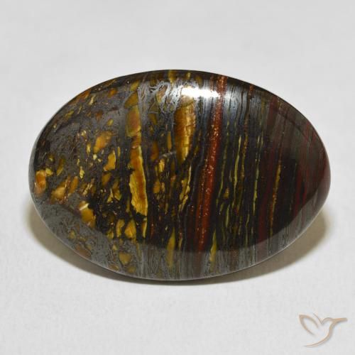30.98ct Naturale Multicolore Matrice di occhio di tigre, Ovale, Opaco