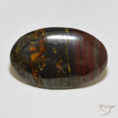 36.40ct Naturale Multicolore Matrice di occhio di tigre, Ovale, Opaco