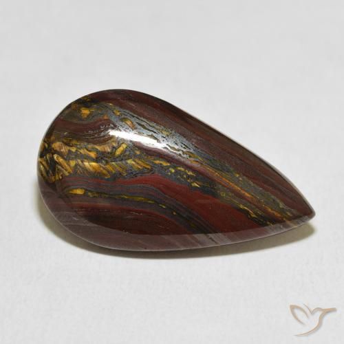 Matrice di occhio di tigre Multicolore naturale da 19.41 ct, Forma a pera, Opaco