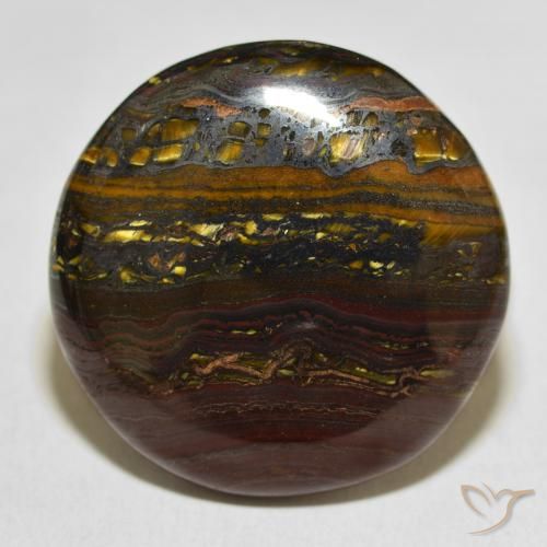 50.88ct Naturale Multicolore Matrice di occhio di tigre, Rotondo, Opaco