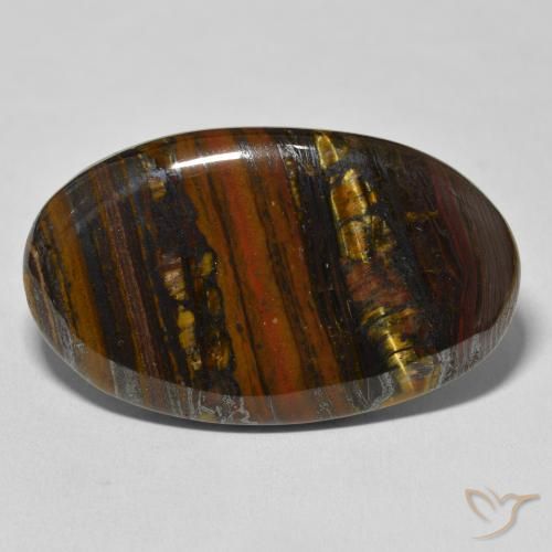 55.91ct Naturale Multicolore Matrice di occhio di tigre, Ovale, Opaco