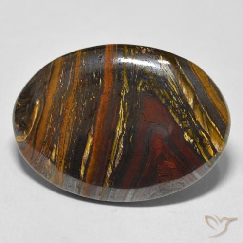 43.24ct Naturale Multicolore Matrice di occhio di tigre, Ovale, Opaco