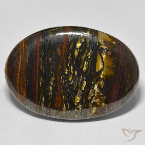 40.26ct Naturale Multicolore Matrice di occhio di tigre, Ovale, Opaco