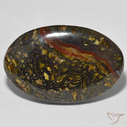 37.87ct Naturale Multicolore Matrice di occhio di tigre, Ovale, Opaco