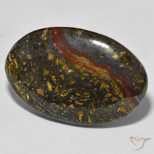 Matrice di occhio di tigre Multicolore naturale da 37.87 ct, Ovale, Opaco
